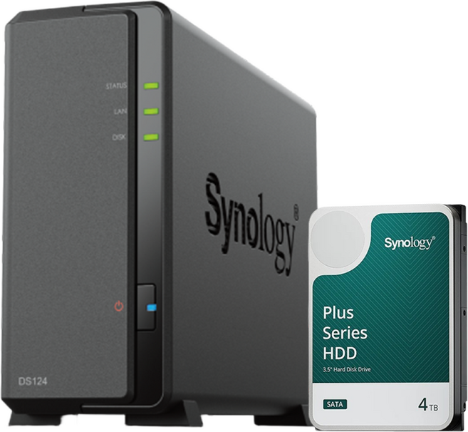 시놀로지 NAS DS124 4TB 나스 가정용 초보자 입문용 백업서버 DSM 7.2 지원