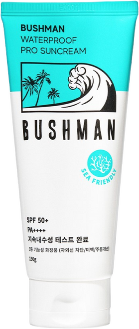 부쉬맨 워터프루프 프로 선크림 SPF50+ PA++++, 150g, 1개
