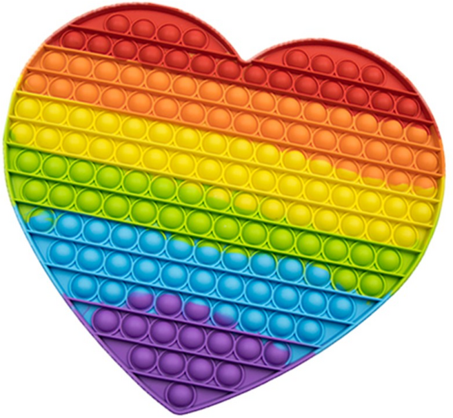 언박싱 대왕 푸쉬팝 무지개 파스텔 팝잇 버블 톡톡 초대형 푸시팝, 대왕 하트 무지개 푸쉬팝, 1개