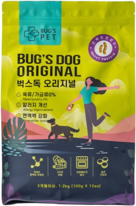 벅스 펫 독 오리지널 강아지 눈물 알러지 피부 다이어트 사료 인섹트 곤충사료 1.2kg +펫밀크, 1개