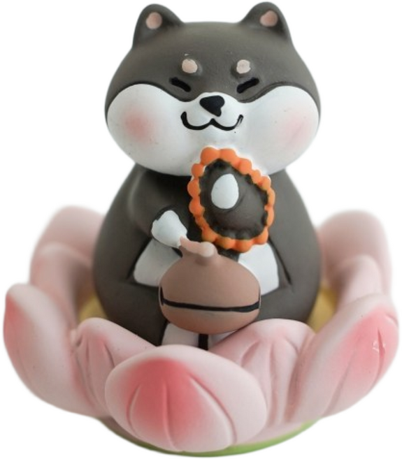 불교 굿즈 목탁 치는 강아지 장식 소품 인형, 검둥이, 1개