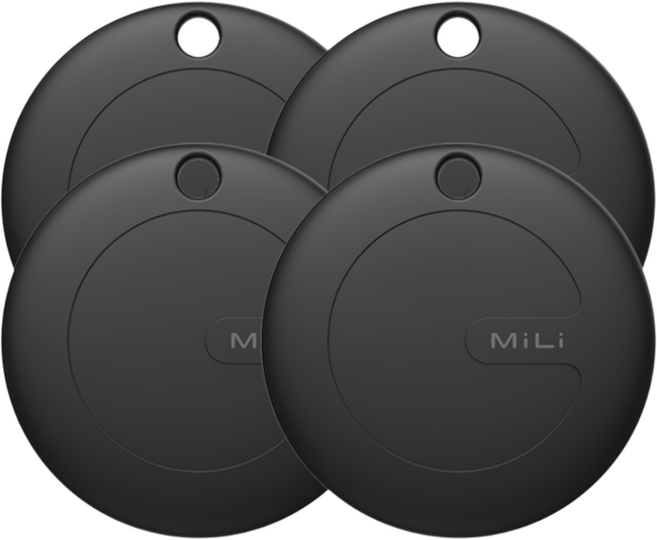 MiLi 미태그 위치추적기 안드로이드 갤럭시 전용 스마트태그 도난방지 트래커 4개 세트, 키링, 블랙, 4세트
