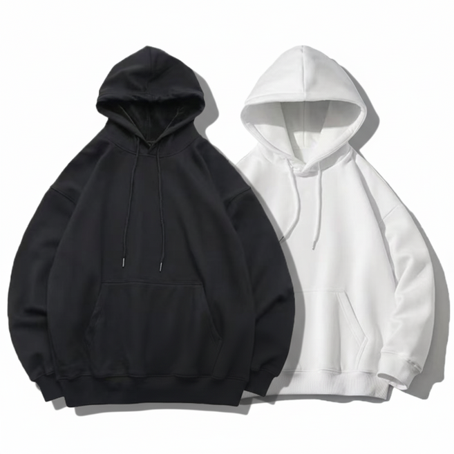 1+1 남성 트렌디 단색 후드티 긴팔 빅사이즈 소프트 데일리 가을 겨울 편한 간절기 트렌드 스판 티 심플 커플 루즈핏 데일리 덧대 맨투맨 상의 남녀공용