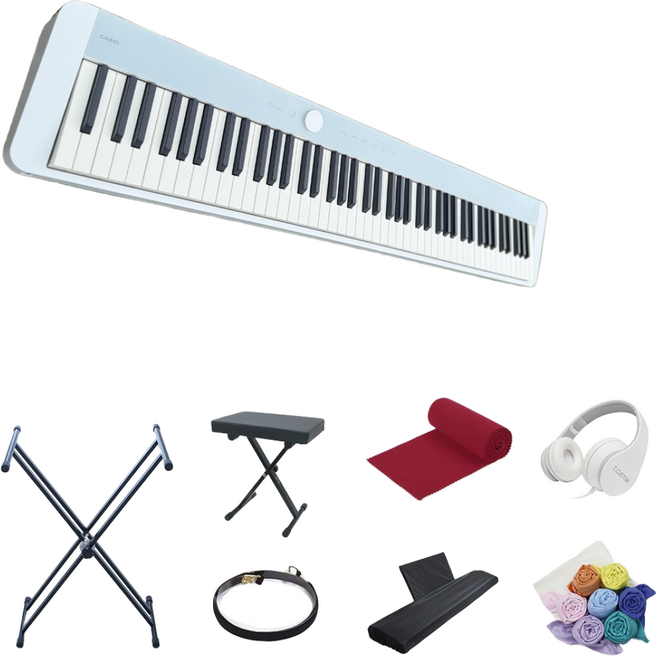 카시오 PX-S1100 CB+톱니쌍열스탠드+덮개+헤드폰+의자포함 구성품4종, Calm Blue, 1개