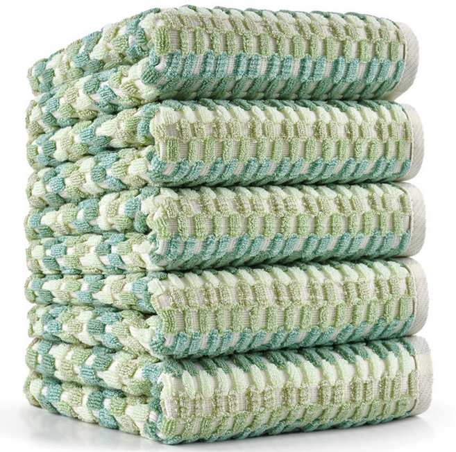 MYNVO 프리미엄 180g 40수 코마사 선염타월 세면 부드러운 호텔 가정용 선물용 데일리 수건 타올 세트, 5개, 모스 그린