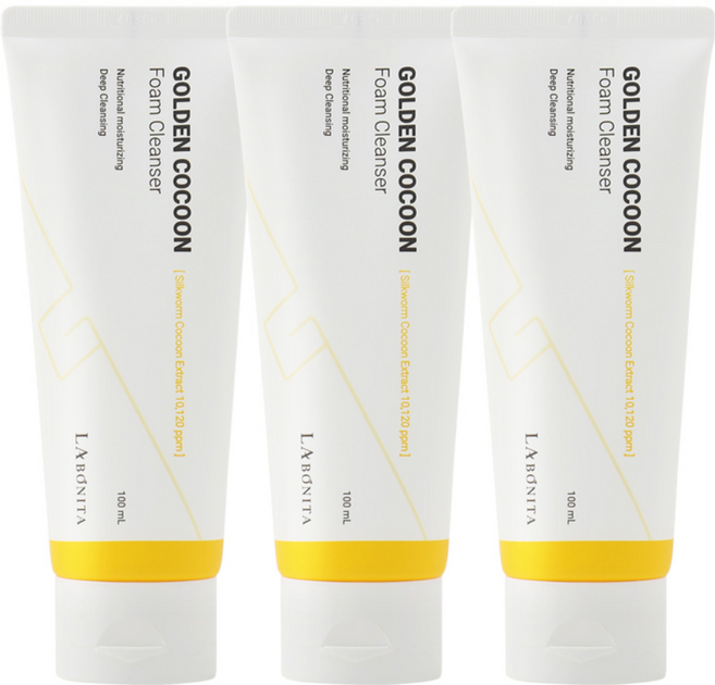 라보니따 골든코쿤 폼 클렌저(100ml) x 3개 묶음 / 보습+각질 정리 피부결 관리 / 쫀득하게 늘어나는 실타래 폼, 100ml