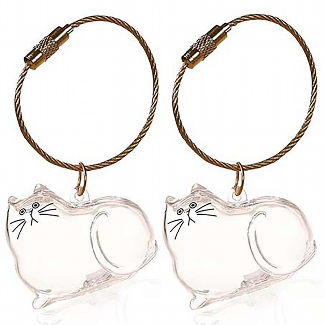 루이 반려동물 털 추억 보관 키링 - 휴대용 미니 메모리얼 병, 2개