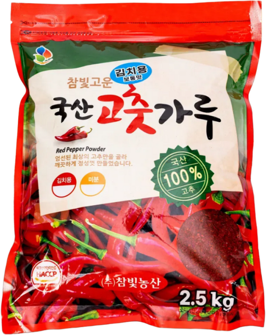 참빛농산 국내산 25년 태양초 햇 고춧가루 김치용, 4개, 2.5kg