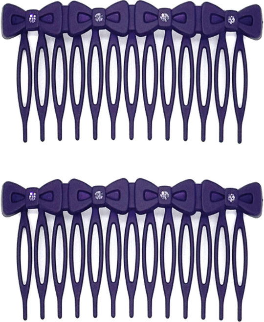 썸머소울 국산 올림머리 옆머리 고정 리본 큐빅 헤어 빗핀 2개 한쌍