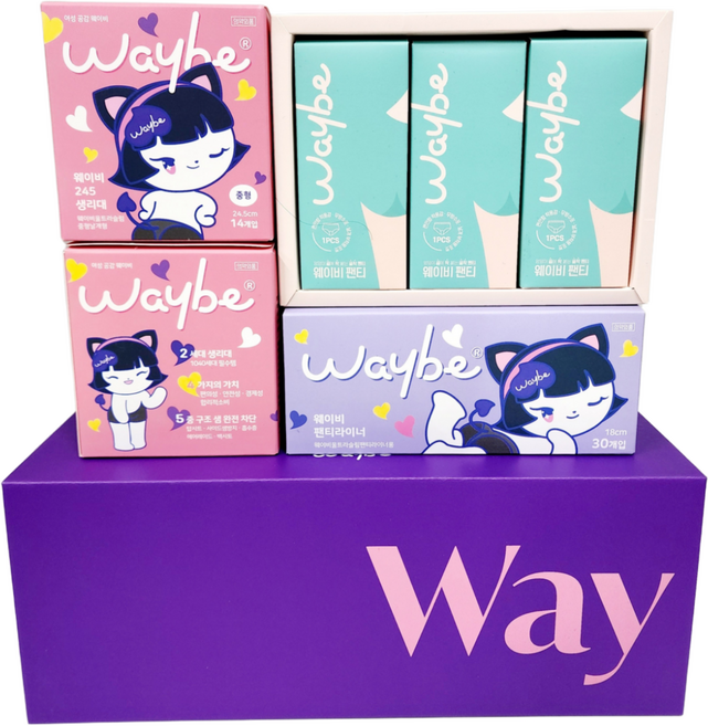 웨이비 초경 선물세트 주니어 초등 골착 위생팬티 생리대 팬티라이너 선물박스