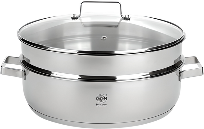 GGS 스텐 양수 스테인레스 3중바닥 멀티 다용도 찜냄비, 32cm, 1개
