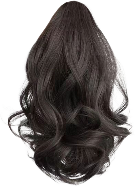 백송 루미하 소프트 컬 포니 헤어 가발 집게핀 풍성 내추럴 곱슬 셀프 볼륨 스타일링, 1개, 웜블랙