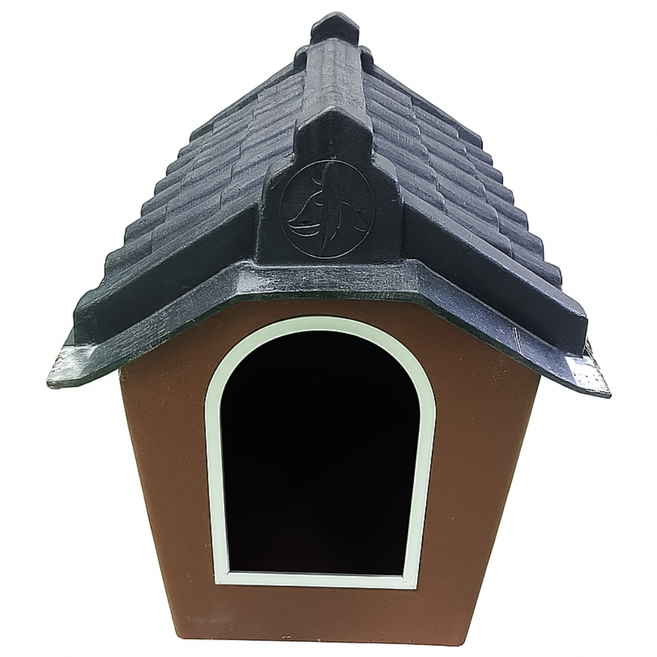 다라이몰 대형 반려견 고무개집 고무견사 대형견집 하우스 실외용 / 방수 견고 / 통풍형 조립식 강아지집, 1개, 브라운(블랙지붕)