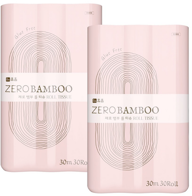 휴홈 글루프리 PFAS프리 제로 대나무 화장지, 30m, 30롤, 2개