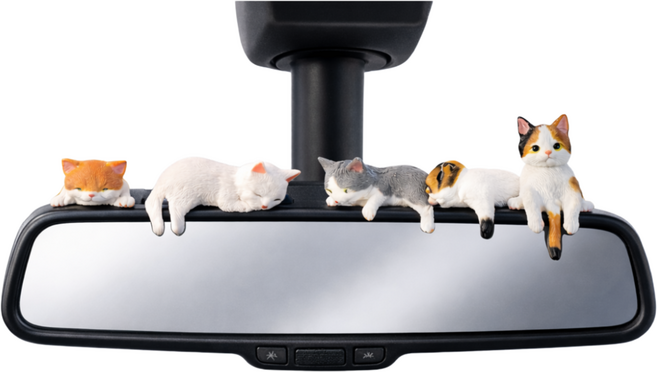 린텔라 차량용 고양이 피규어 5종 대시보드 룸밀러 인테리어 장식 소품, 1개, 혼합