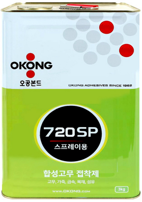 오공 720SP_3 공업용 스프레이 타입 본드 접착제 1.0~1.5mm 3kg, 1개