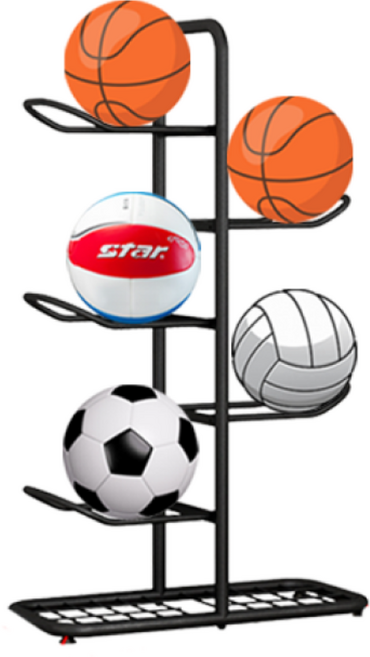 공거치대 축구공 보관함 농구공 정리대 정리함 받침대, 블랙, 1개