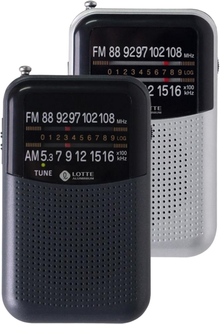 롯데알미늄 핑키7 휴대용 라디오 100g, Pingky-7, silver