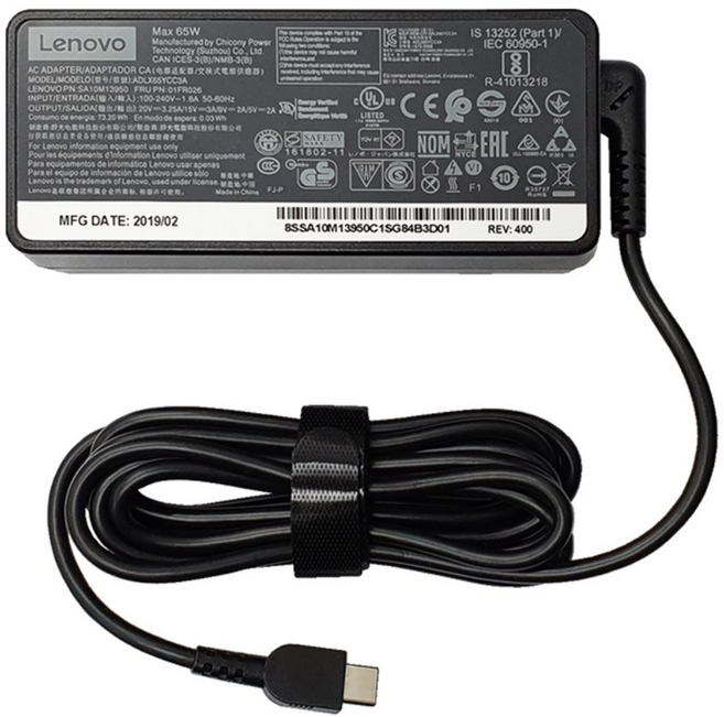 Lenovo 레노버 정품 65W USB Type-C 노트북 어댑터4X20M26272 전용, ADLX65YLC3A, 1개