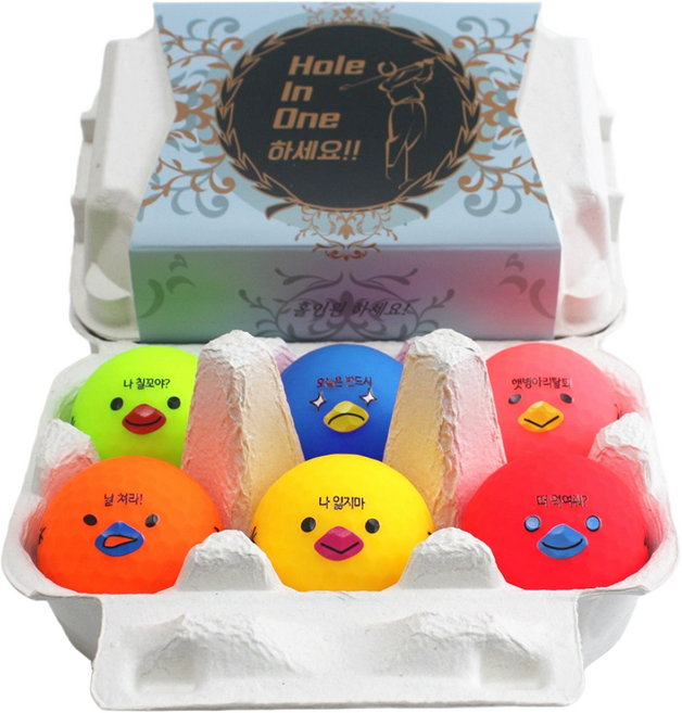 볼빅 계란골프공 3피스 6색 무광택 비비드 컬러볼 캐릭터 골프공, 6색혼합, 1세트, 6개입, 홀인원기원