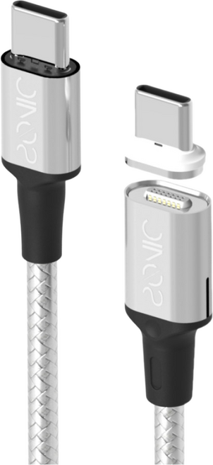 SONIC 100W PD C to C 마그네틱 자석 아이폰 갤럭시 C타입 고속충전 케이블, 케이블 0.6m(실버) + C타입 커넥터, 1개