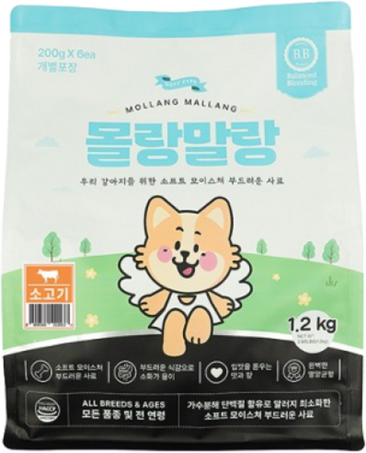 몰랑말랑 소프트 사료 소고기 1.2kg, 6개, 200g, 소