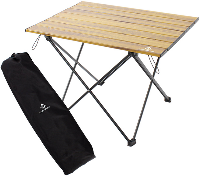 캠핑 초경량 알루미늄 접이식 롤테이블, 우드