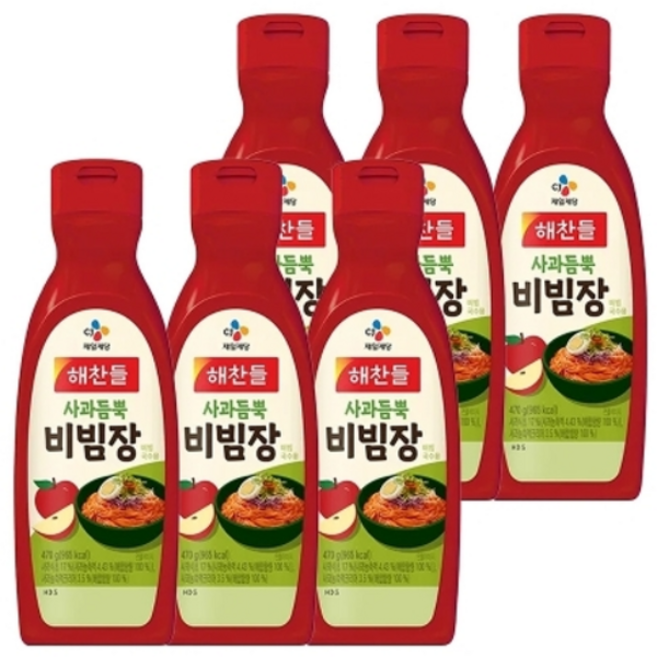 해찬들 사과듬뿍 비빔장, 470g, 6개