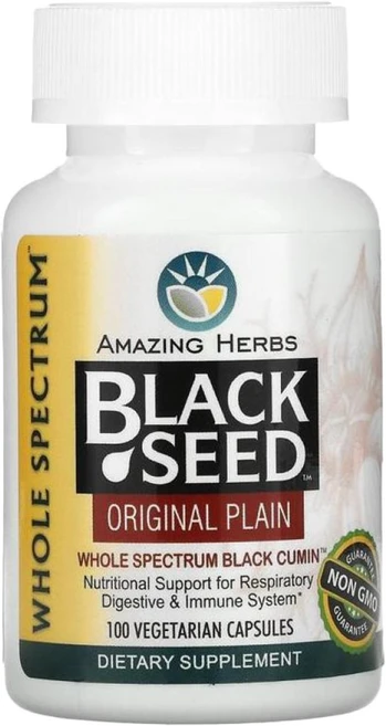 AmazingHerbs 블랙씨드 오리지널 플레인 100베지 캡슐, 1개, 100정 - 쿠팡