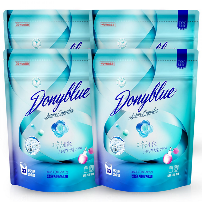 탑스텝 도니블루 캡슐세탁세제, 33개입, 4개
