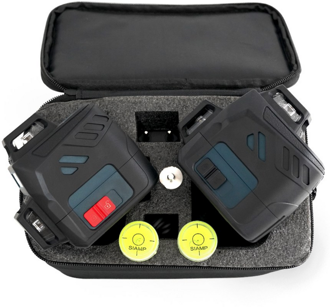 [오후 6시 당일출고]크오민 3D 미니 그린레드 레이저 레벨기 수평기 세트, 1개