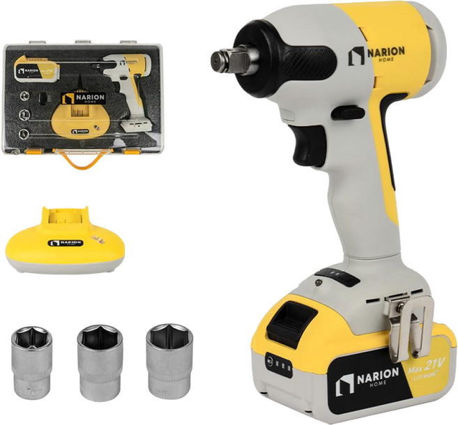나리온 홈 21V 충전 전동 임팩트 임팩 렌치, 1개, 본품 + 배터리1개