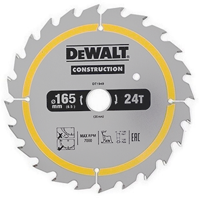 디월트 DCS391용 원형톱날 DT1949 목공용 외경165mm, 1개