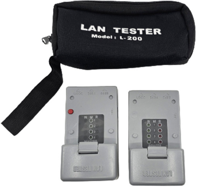 국산 랜선 테스터기+BNC동축케이블테스터기 L-200 / (UTP)랜테스터기+동축 BNC 네트웍선로 테스터기 / UTP BNC 선로테스터기 L200 / EA, 1개, 회색, 20cm