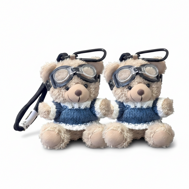 모던베일 1+1 폭신한 곰돌이 인형 키링 악세사리, 2개, 모던블루