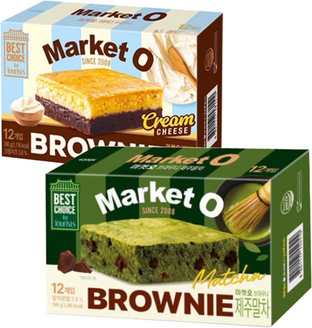 오리온 마켓오 브라우니 크림치즈맛 + 제주말차맛 각240g(총2개), 2개, 480g