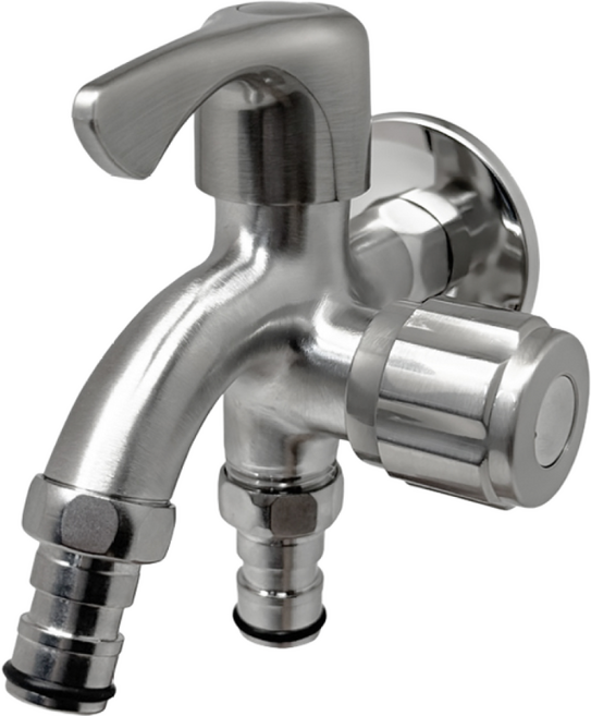 우리수도 SUS304 스텐재질 무광 양카프링 세탁꼭지 세탁기 수도꼭지, 1개