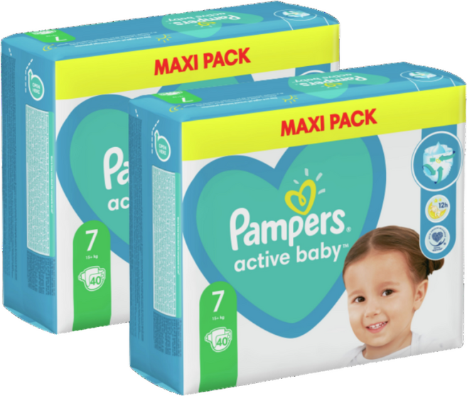 유럽산 팸퍼스 베이비드라이 밴드 1~7단계 기저귀 Pampers 바우처, 80매, 7단계