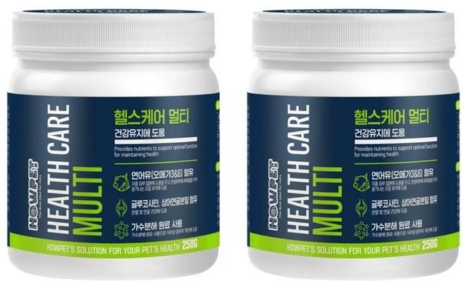하우펫 헬스케어 멀티 종합 강아지 영양제 250g x 2개 알러지예방 피부질환 관절건강 연골보호, 종합영양제, 250정 - 쿠팡