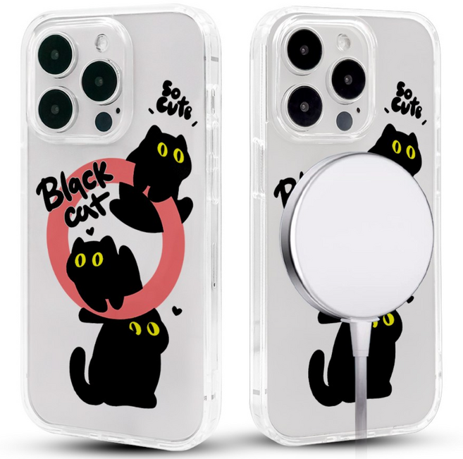 (셀론스타) CX202 트리플 블랙 캣 케이스 자석 마그네틱 아이폰 갤럭시 Z FLIP 방탄 케이스