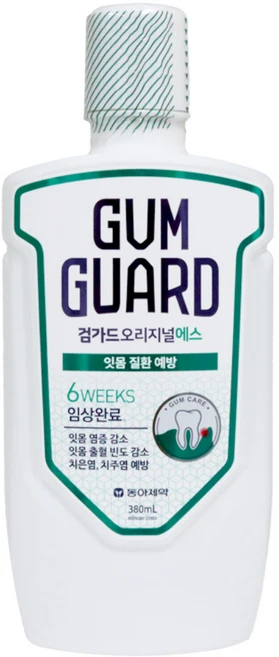 동아제약 검가드 잇몸 가그린 오리지널 구강청결제 380ml x 1병, 1개 - 쿠팡