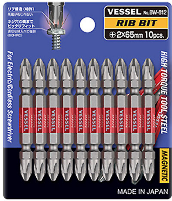 베셀 십자 드라이버비트 65mm, 10개