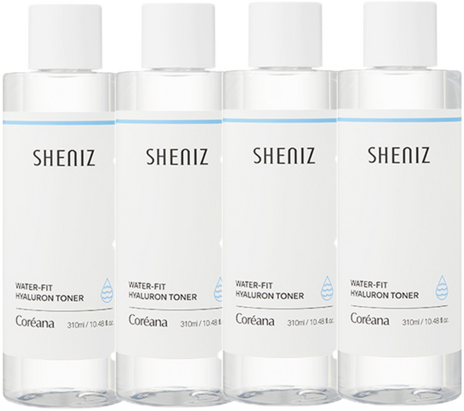 [피부속 수분 꽉 채워주는 대용량 스킨] 코리아나 쉬니즈 워터핏 히알루론 스킨 토너 310ml, 4개