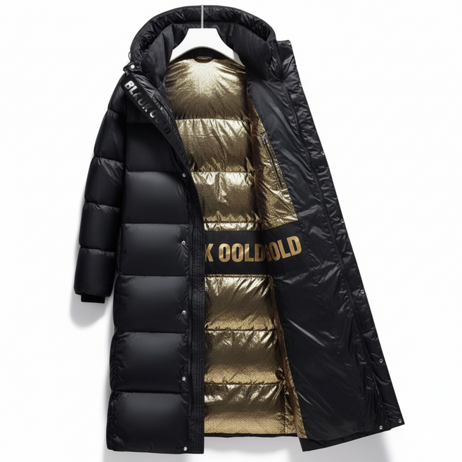 708090 남여공용 프리미엄 화이트 오리털 블랙골드 롱 패딩