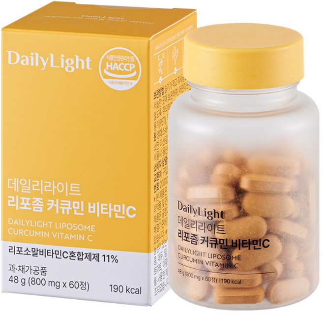 데일리라이트 리포좀 커큐민 비타민c 흡수율 강황, 1개, 60정