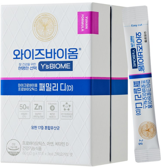 와이즈바이옴 유한양행 패밀리D 유산균 30p, 60g, 3개