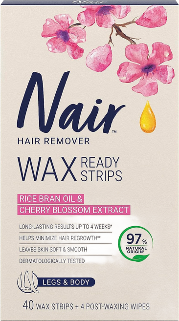 네어 민감성용 센서티브 바디 제모 왁스 스트립 팔 다리 40p + 피니싱 티슈 4p 세트, 40g, 1개