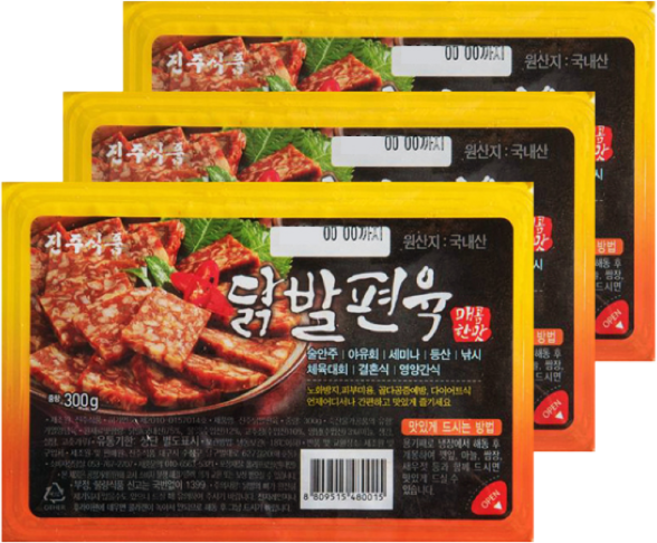 진주식품 닭발편육, 300g, 3개