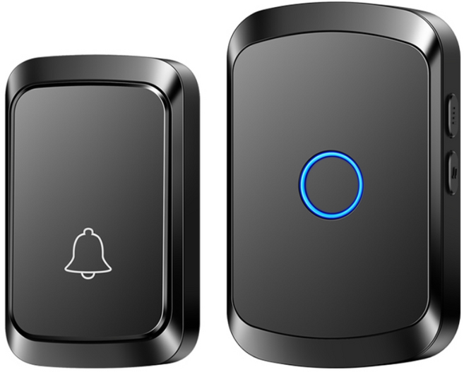 프리라이프 무선 초인종 차임벨 긴 거리 신호벨 스마트 도어벨 노인 호출벨 1세트, 블랙