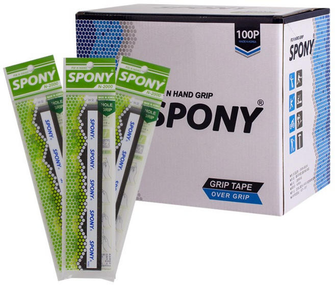 스포니 소프트핏 홀 오버그립 국내생산 라켓 대용량 그립테이프 100p, 블랙, 100개